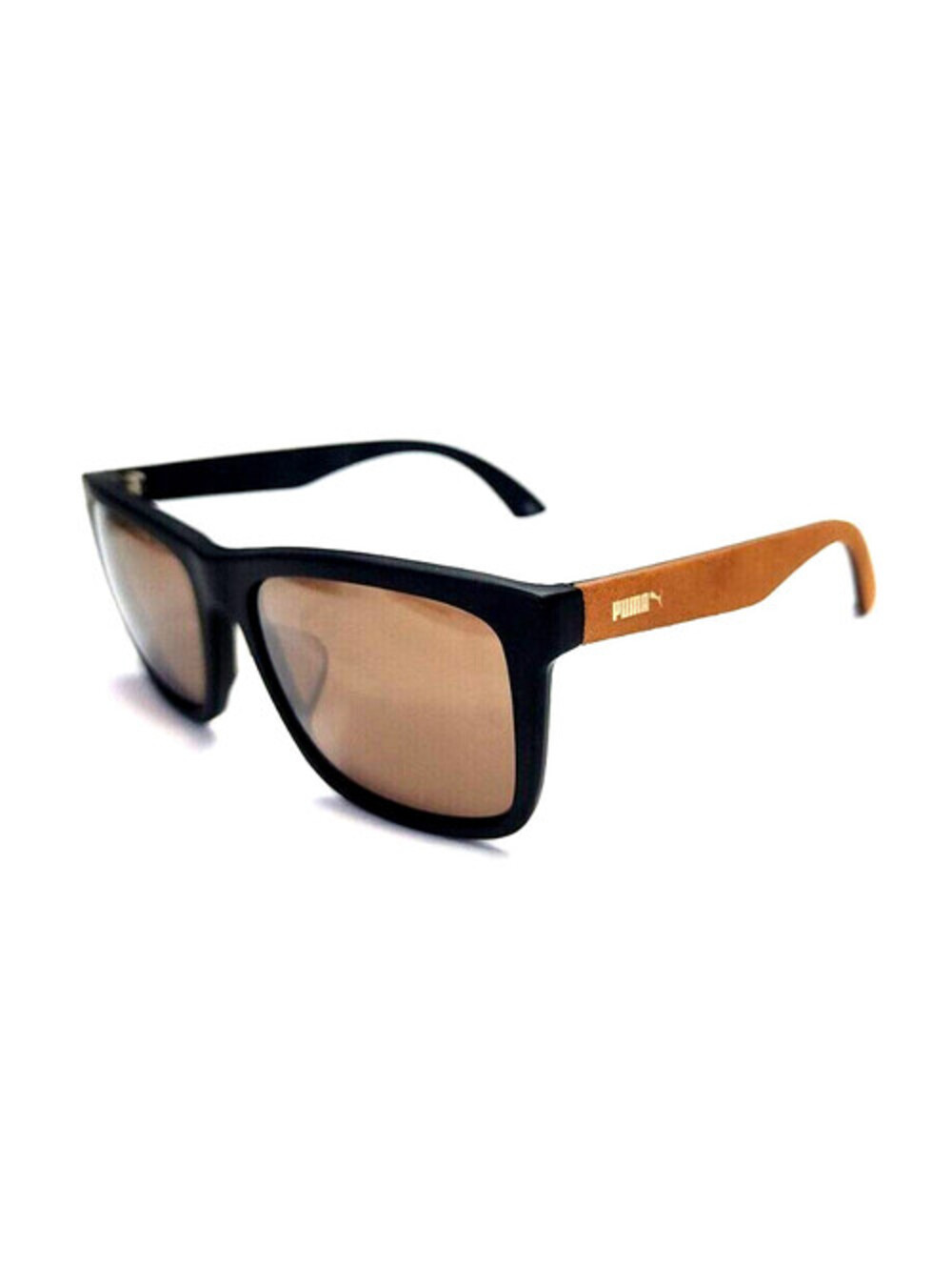 Puma PU0040SA 001 Suede Leather Black Brown Sunglasses 56-18 140 New Pouch Cloth